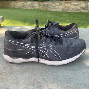 Mens Asics Gel-Nimbus 24 Wide Size 13 Black White 1011B361 Running Sneakers Shoe